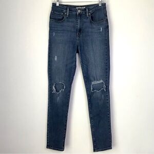 Levis 721 High Rise Skinny Jeans Womens Size 30x30 Distressed Stretch Blue Denim